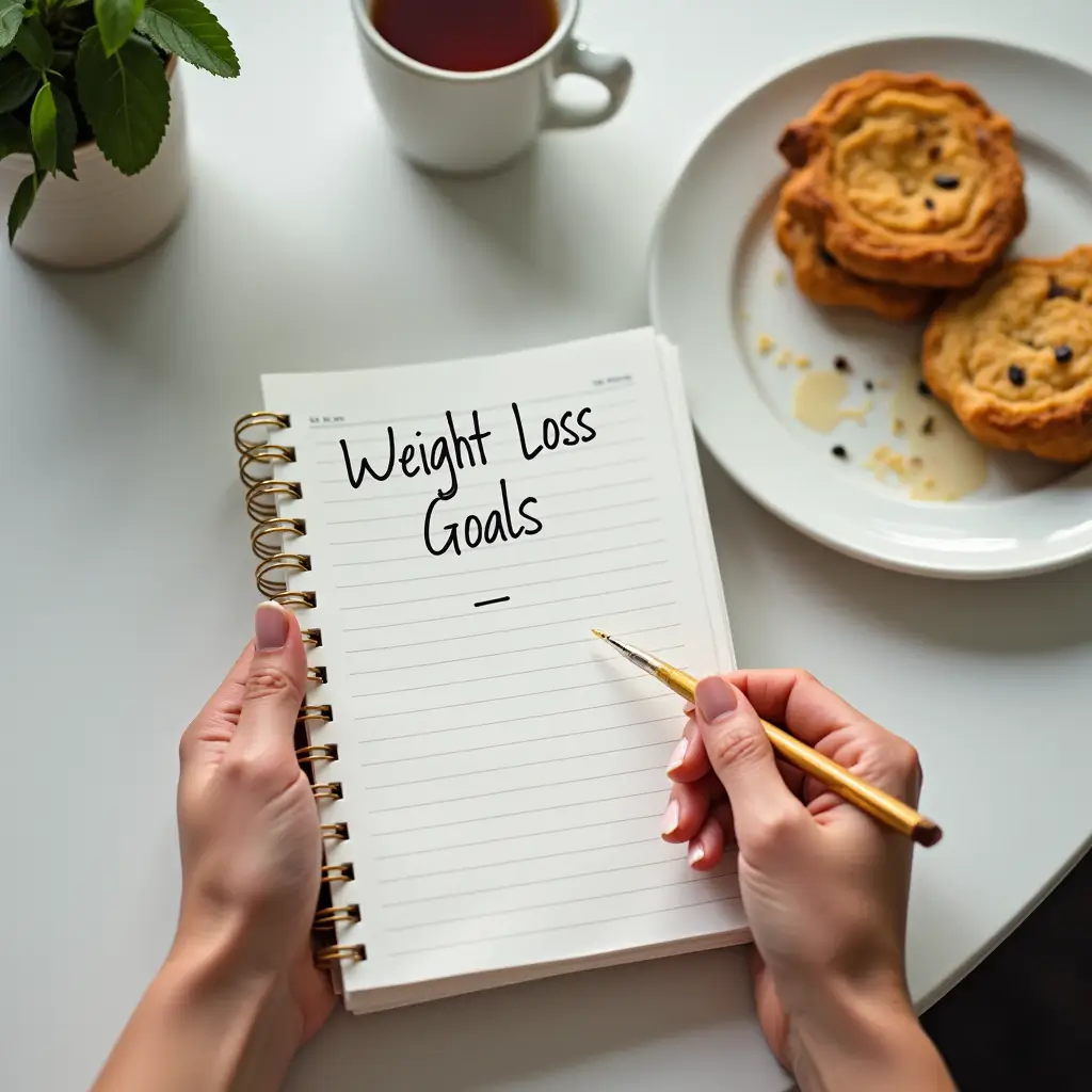 Wellness journal next to a finished Mounjaro Recette plate