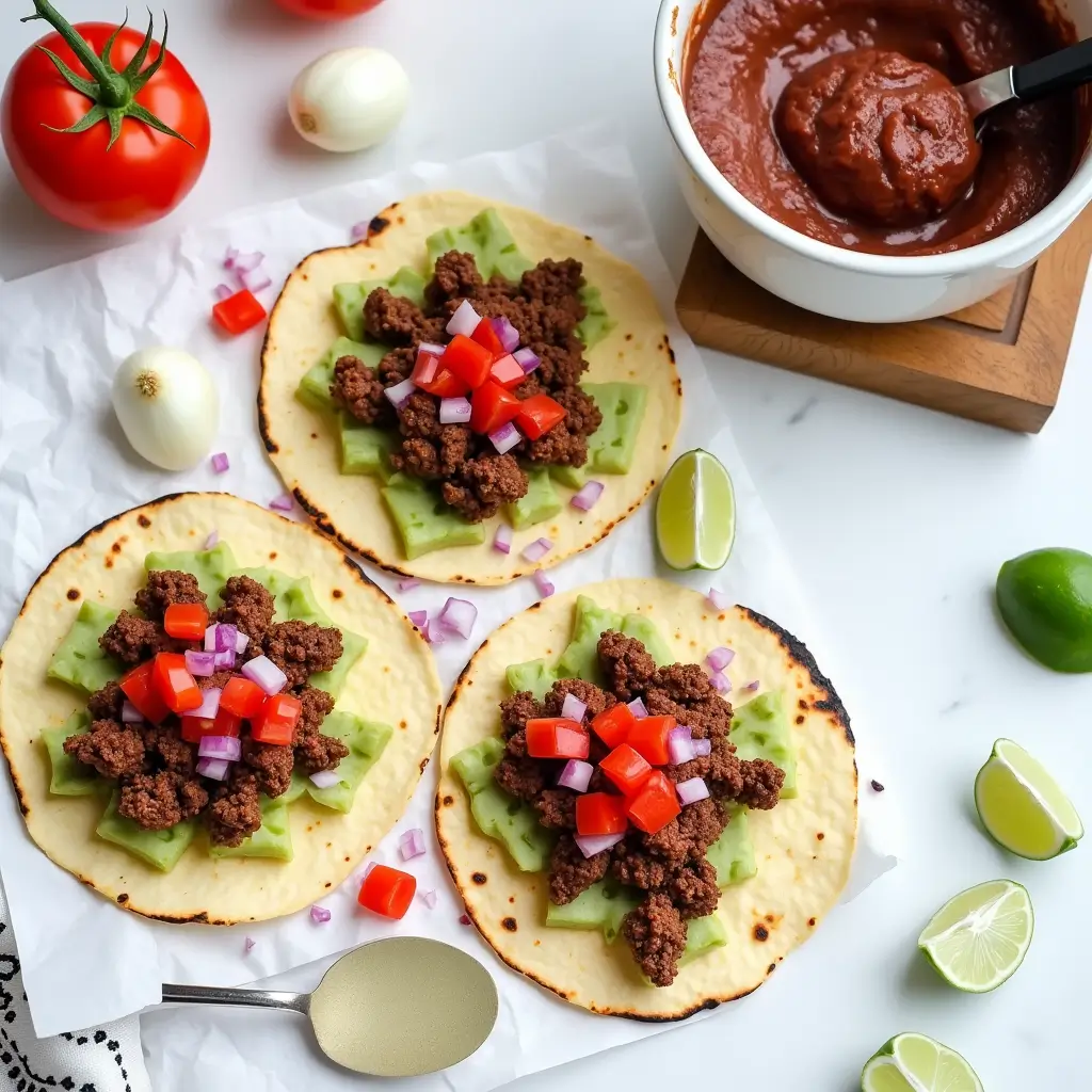 Fresh ingredients for Tex Mex Paste HelloFresh including onions, garlic, tomatoes, and spices