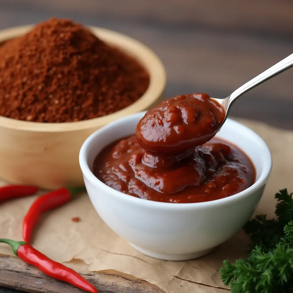 Hello Fresh Tex Mex Paste Recipe ingredients and paste on a rustic kitchen counter