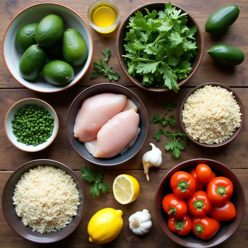 Fresh ingredients laid out for a Mounjaro Recette