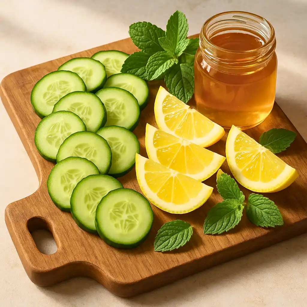 A refreshing Natural Zepbound Drink Recipe made with cucumber, lemon, mint, and ice served in a tall glass.