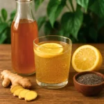 Natural Zepbound recipe for weight loss with apple cider vinegar, lemon, ginger, and chia seeds.