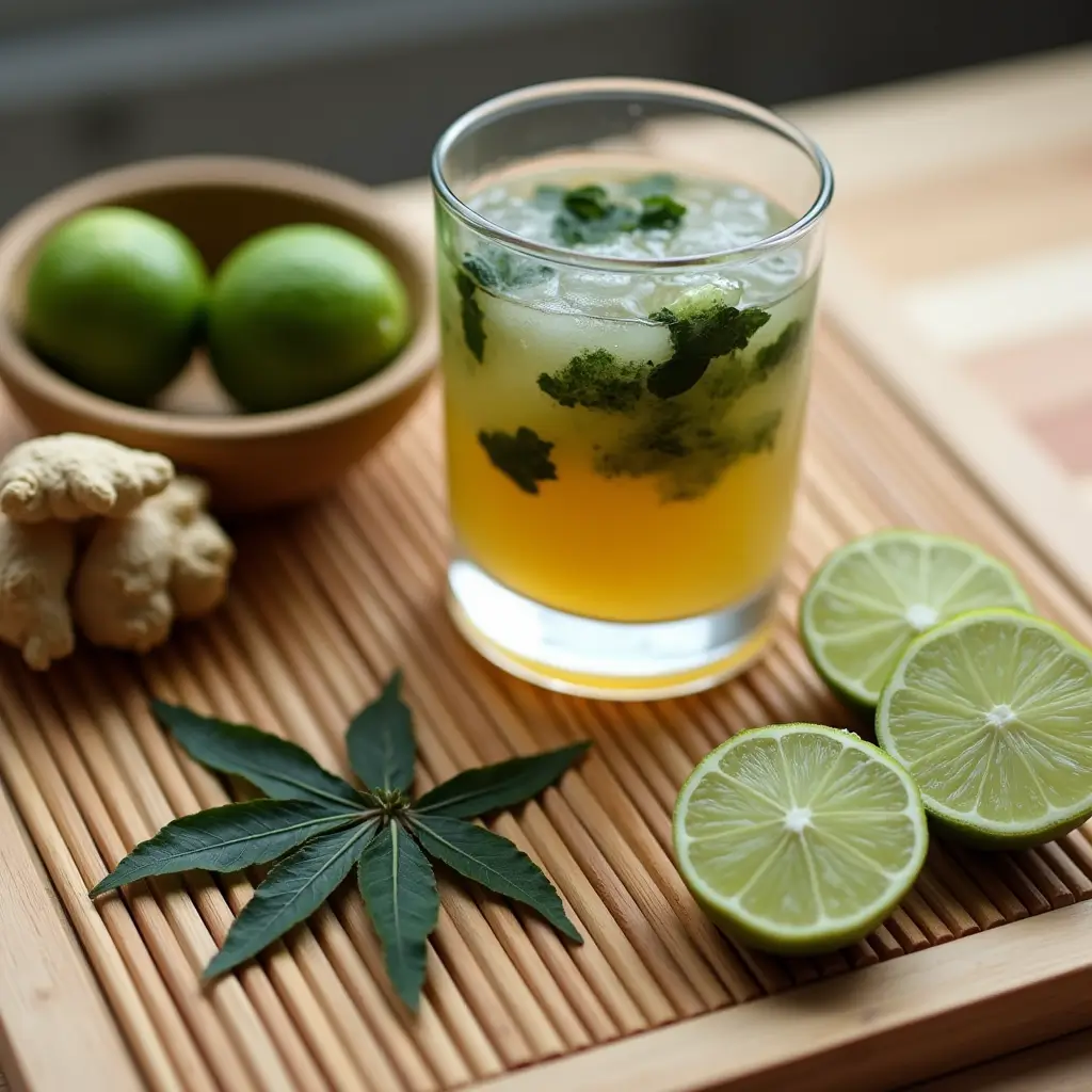 Natural detox drink with lime, ginger, and herbs – part of the natural mounjaro recipe with 4 ingredients