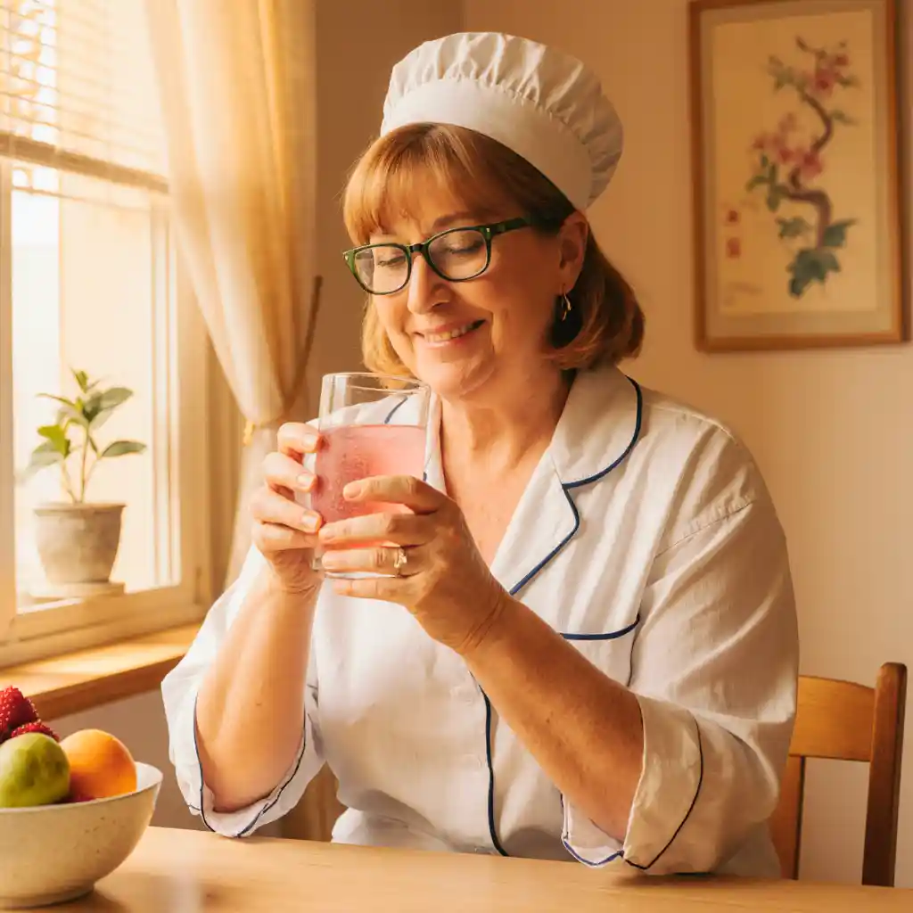 Served zepbound drink with chia and lemon in a cozy setting.