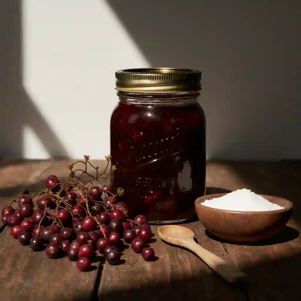 serving mayhaw jelly recipe on toast in a bright kitchen setting