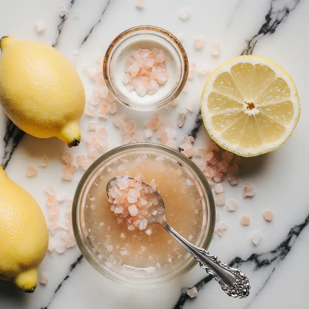 Relaxing moment with a glass of Himalayan pink salt weight loss recipe drink, lemon wedge on the rim.