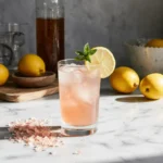 "Himalayan pink salt weight loss recipe with lemon and mint, displayed in a bright kitchen, showcasing detox and wellness."