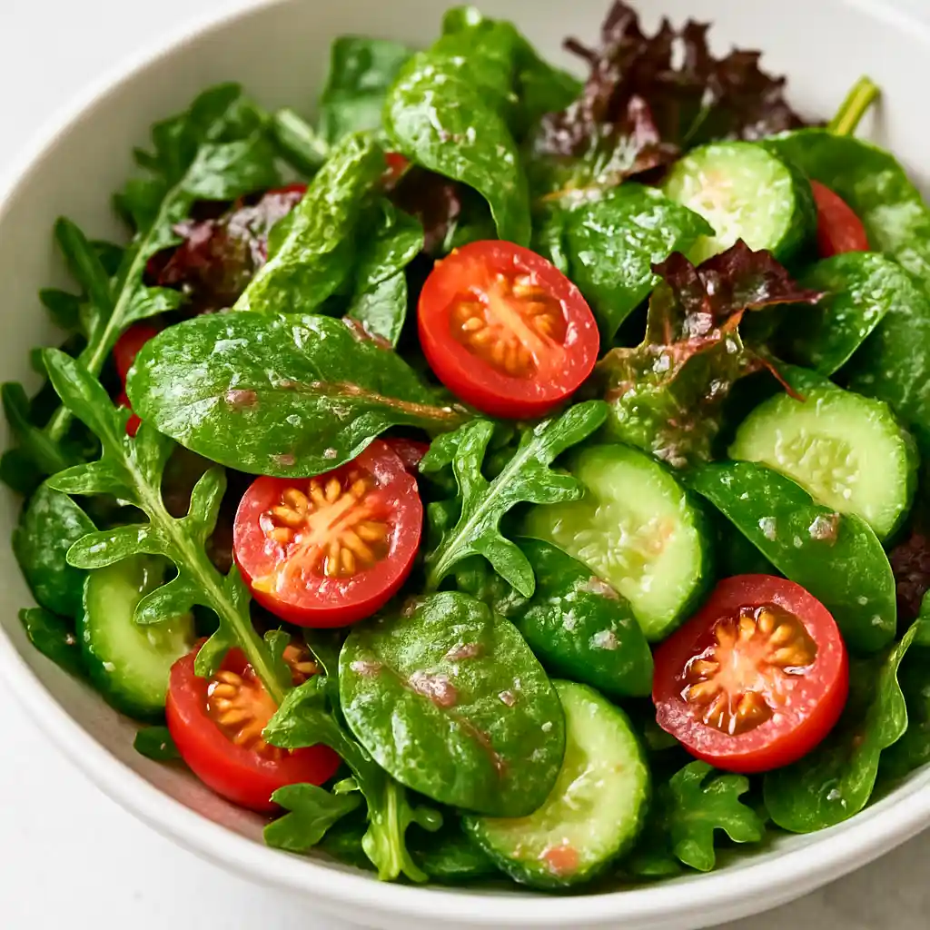 Pink Himalayan Salt Salad Dressing on Fresh Greens