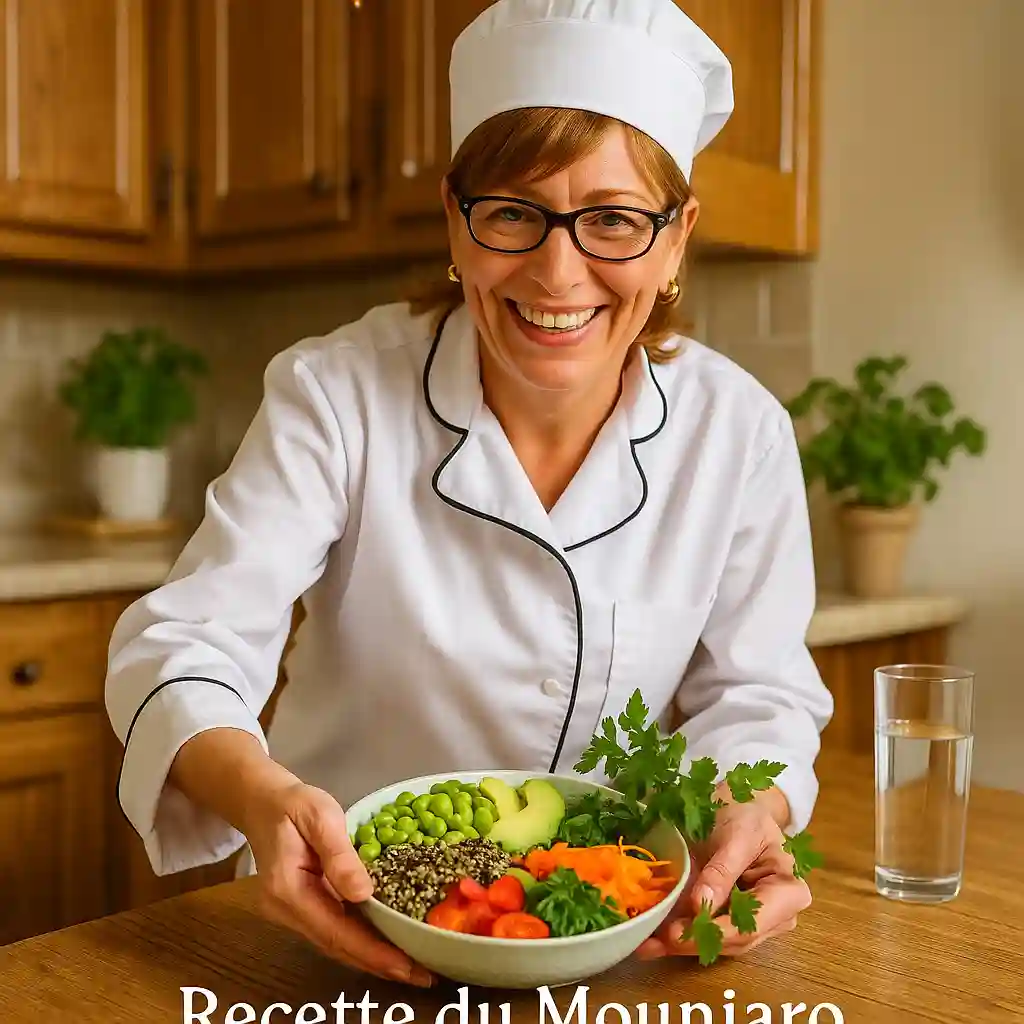 Serving Recette du Mounjaro Naturel: A woman serving a healthy Mounjaro-inspired meal in a cozy kitchen