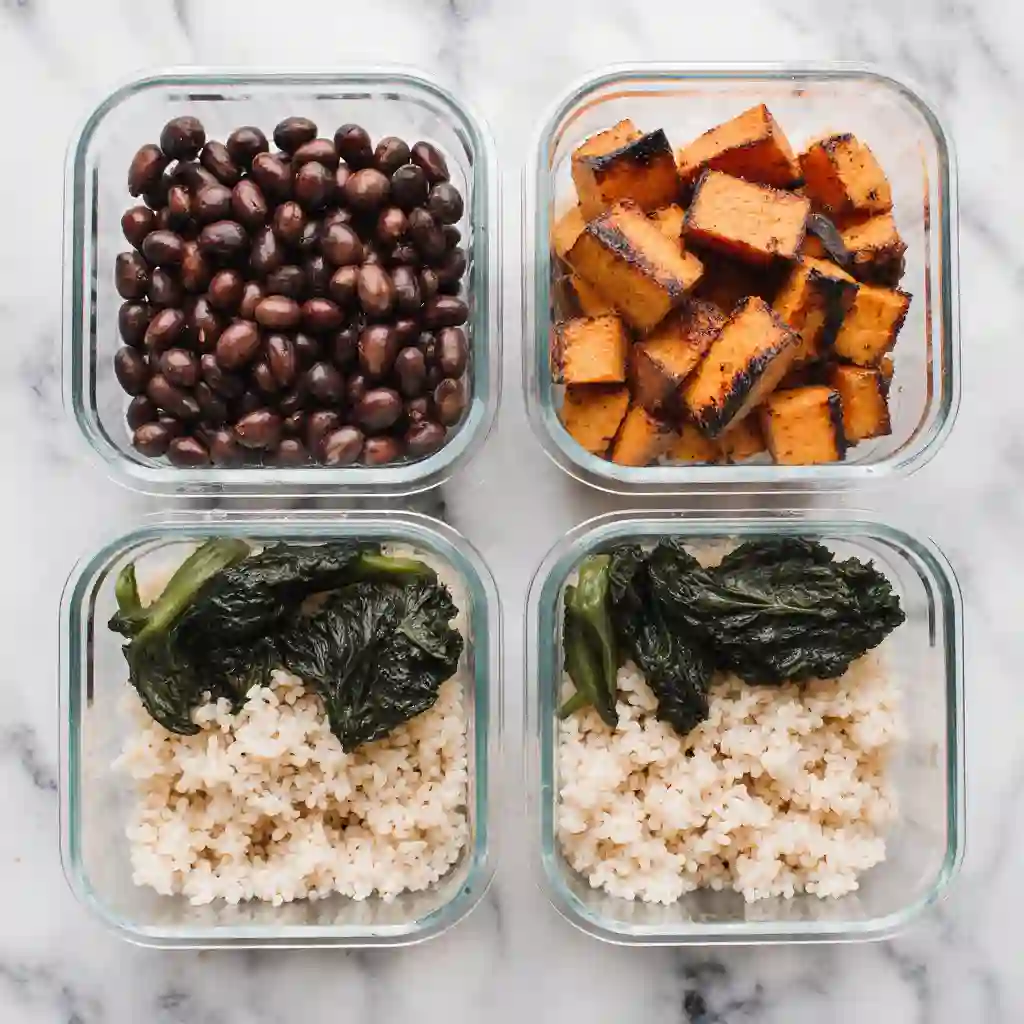 Enjoying a plant-based meal prep recipe in a cozy kitchen setting