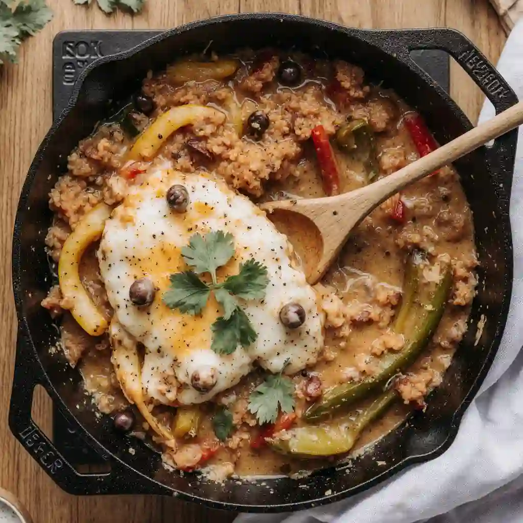 Leftover chicken fajita meat recipes served with colorful vegetables and cauliflower rice, garnished with guacamole and cheese, in a bright kitchen.