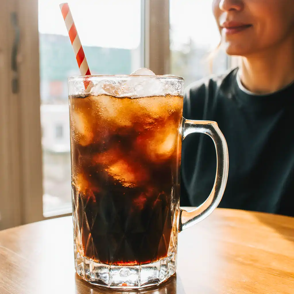 Person enjoying Nescafe Nescafe Iced Coffee Recipe in a cozy cafe.