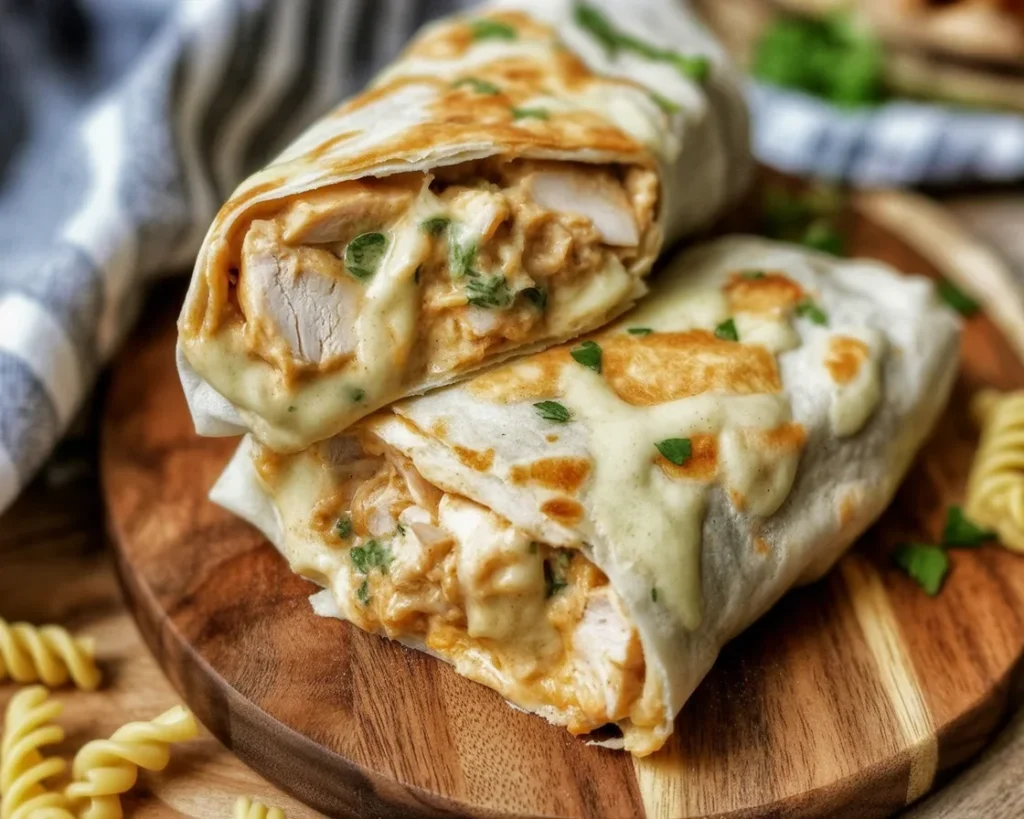 Delicious Cheesy Garlic Chicken Wraps filled with tender chicken and melted cheese.
