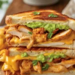Delicious Chicken Avocado Melt Sandwich with avocado, chicken, and melted cheese.