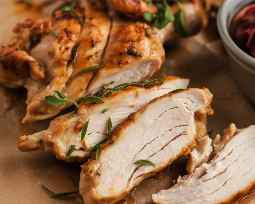 Delicious homemade Chipotle Chicken served with rice and veggies