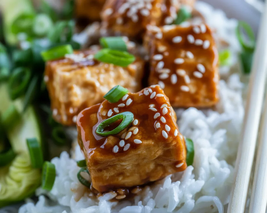 Crispy Sticky Glazed Tofu Bites