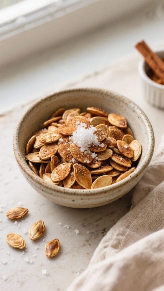 Cinnamon Sugar Roasted Pumpkin Seeds