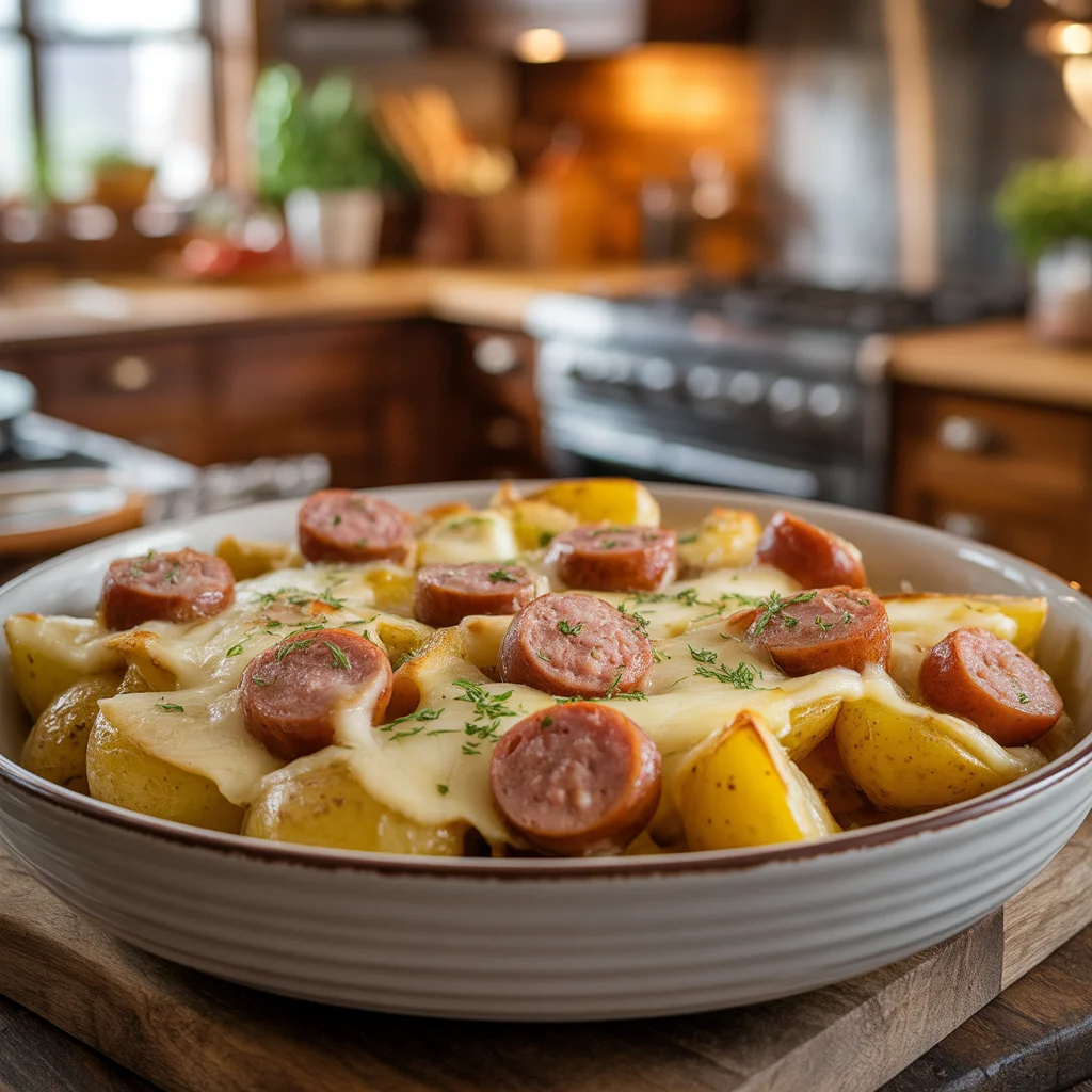 Cheesy Ranch Potatoes and Smoked Sausage