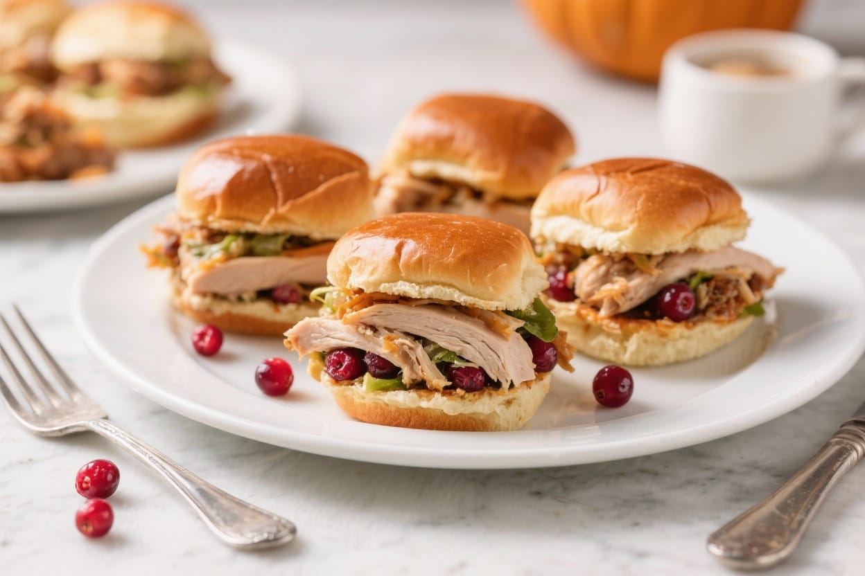 Thanksgiving Leftover Turkey Cranberry Sliders