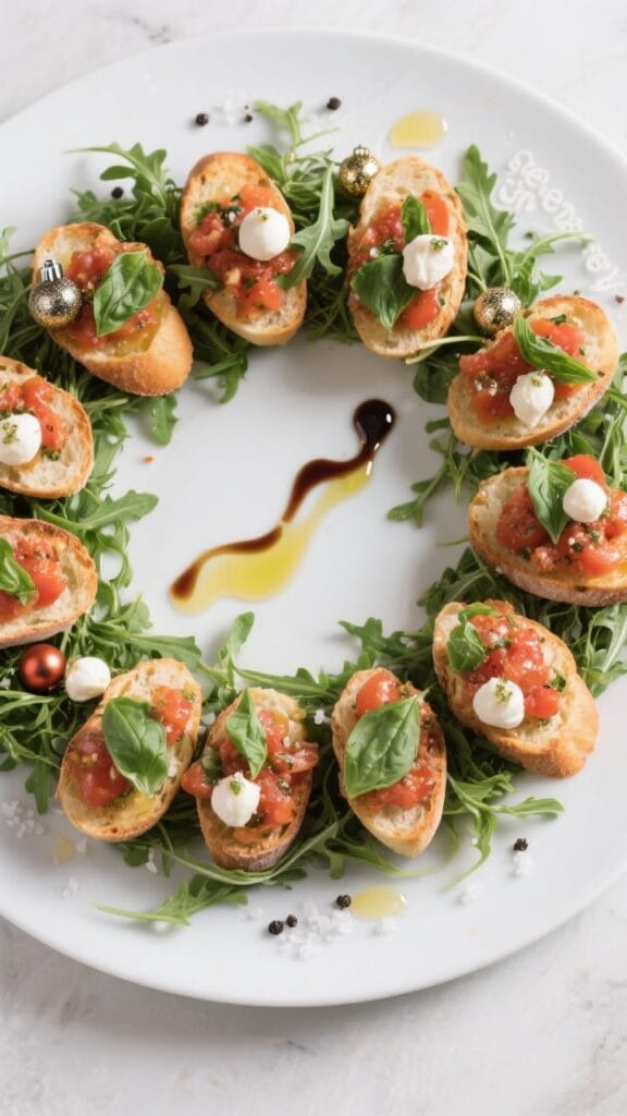 Simple Christmas Bruschetta Wreath
