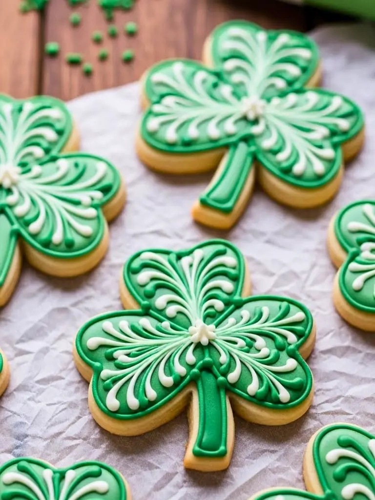 Vanilla Bean Shamrock Cookies