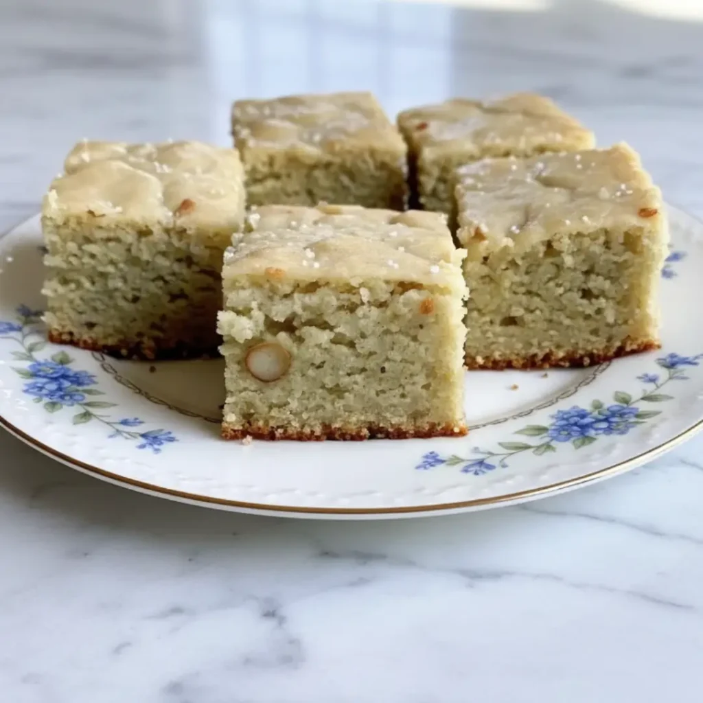 Macro view of a sliced banana bread brownie showing the dense, moist, fudgy crumb and toasted almond pieces inside.