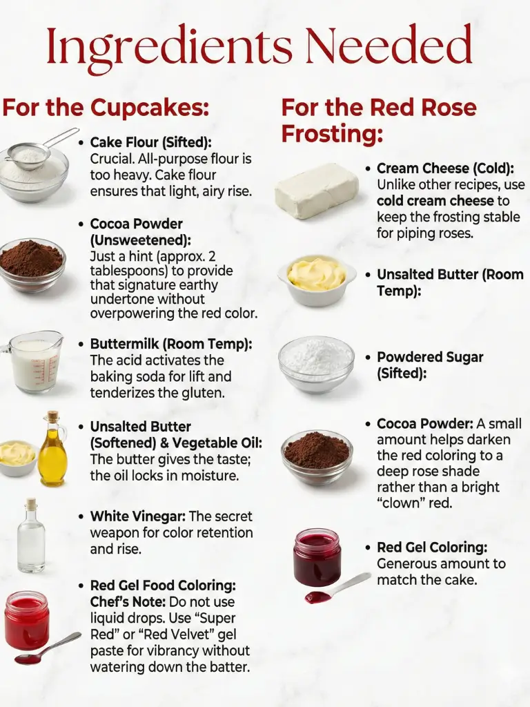 Red Velvet Rose Cupcakes