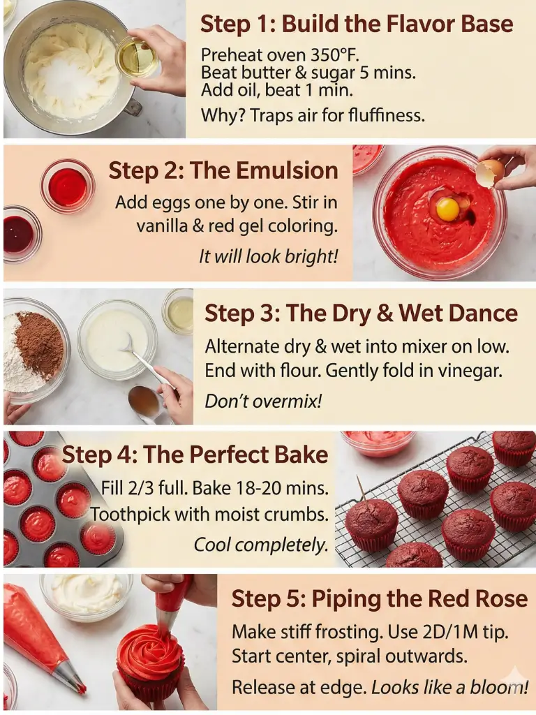 Red Velvet Rose Cupcakes