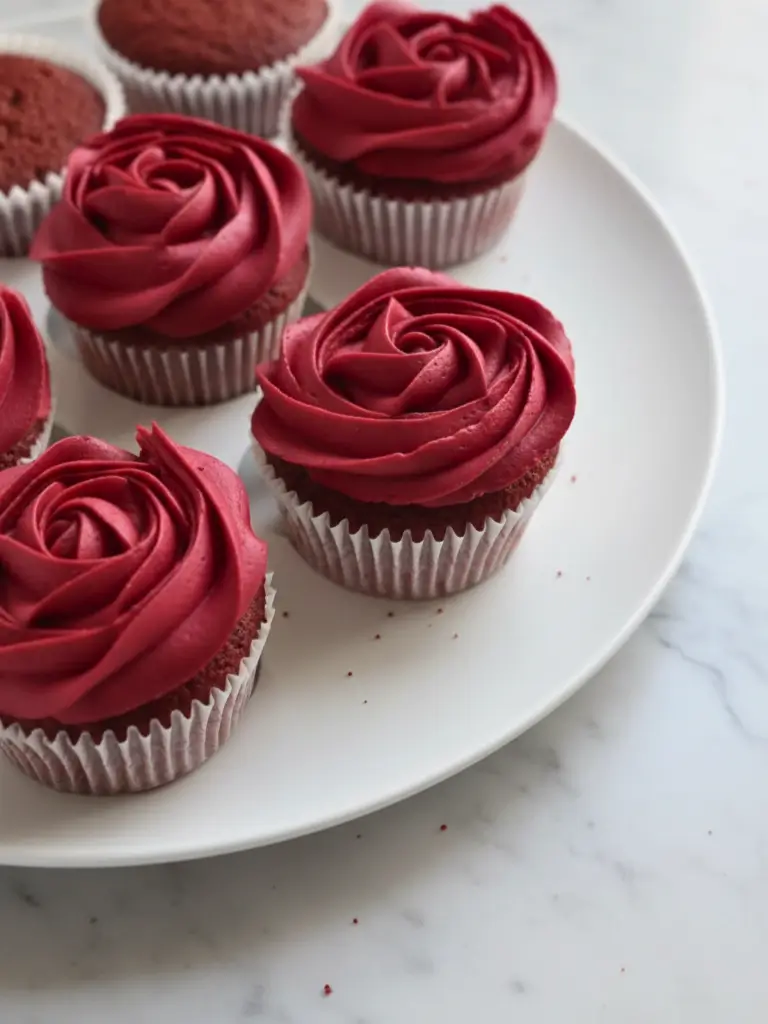Red Velvet Rose Cupcakes