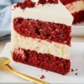 Slice of Layered Red Velvet Cheesecake