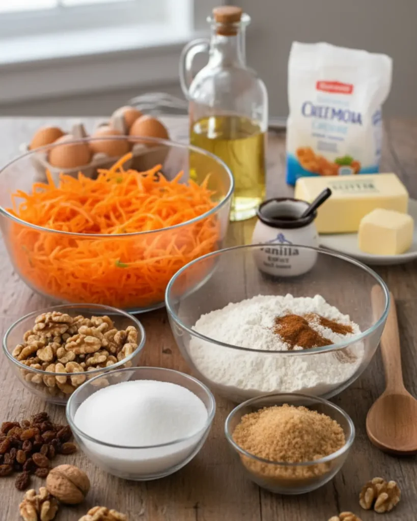 A close-up of a moist, three-layer slice of Carrot Cake with Cream Cheese Frosting, garnished with a decorative carrot curl on a white plate.