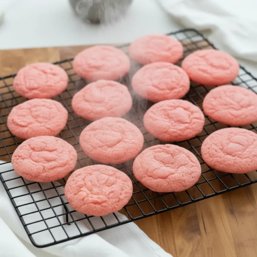 Strawberry cookies recipe pin — easy dessert for Valentine's Day