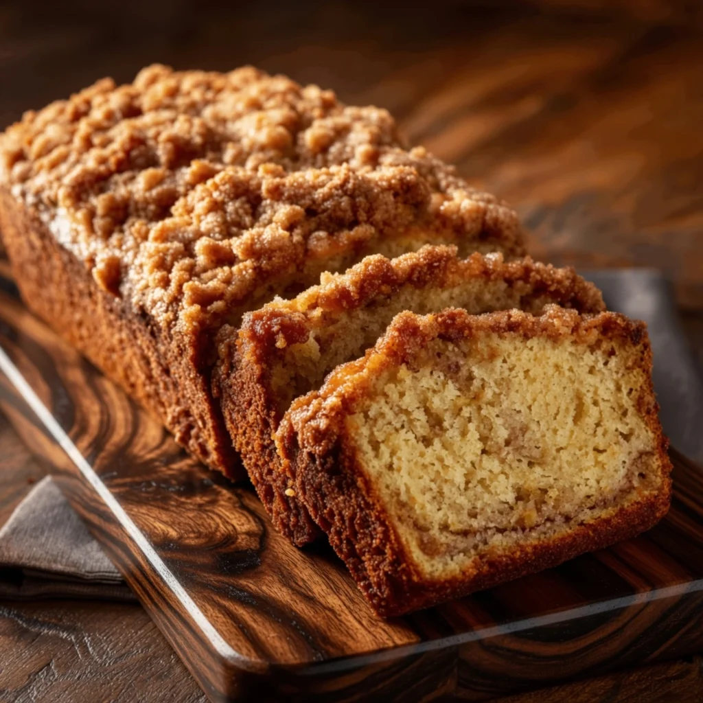 Mixing brown sugar streusel in a glass bowl with a pastry blender for banana bread.