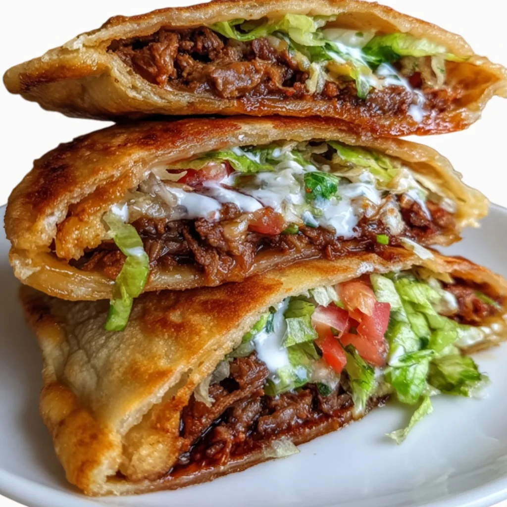 A Mexican Gorditas Recipe freshly fried gordita being stuffed with savory fillings including refried beans and cheese.