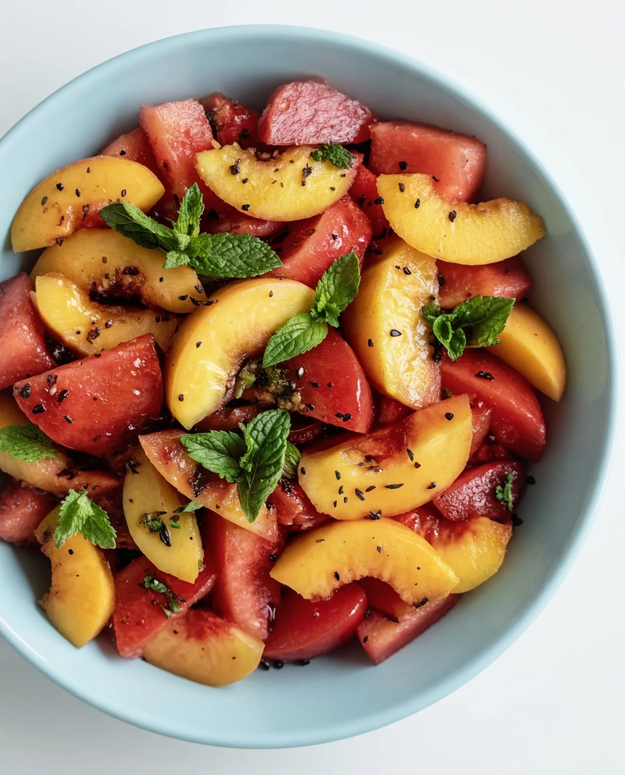Elevate your summer menu with this peach watermelon salad with feta. Discover the chef-tested mint-lime vinaigrette that perfectly balances sweet and savory.