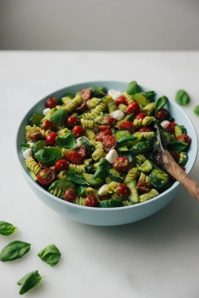 Craving the perfect summer side? This pesto pasta salad is packed with fresh flavors, juicy tomatoes, and mozzarella. Grab the easy 20-minute recipe now!
