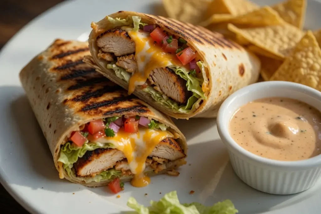 Plated Applebee's Chicken Fajita Rollup
