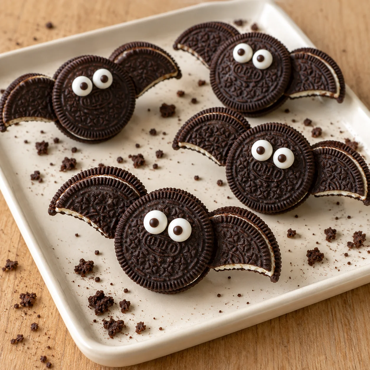 Oreo Bat Cookies: finished dish ready to serve.